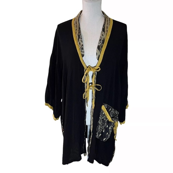Iguana Tops - Iguana Open Cardigan Blouse Size Medium Boho Hippie Western Relaxed Loose Fit